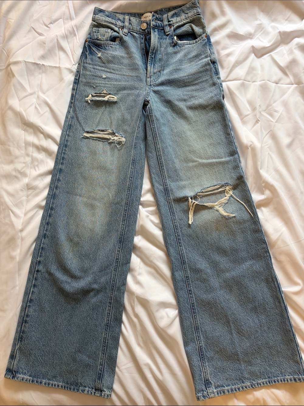 PacSun Light Blue Distressed Wide-Leg Jeans 22